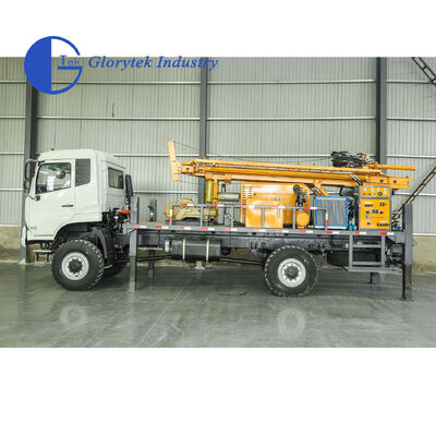 পূর্ণ হাইড্রোলিক ডংফেং ৪x৪ ট্রাক বোরহোল ড্রিলিং রিগ, ৫০০ মিটার গভীরতা, ১০৫-350মিমি গর্তের আকার