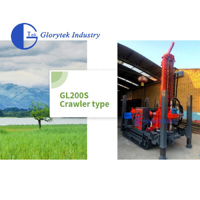 ক্রলার চ্যাসি সহ সম্পূর্ণ হাইড্রোলিক ২০০ মিটার গভীরতার ড্রিল হোল / ড্রিলিং রিগ মেশিন